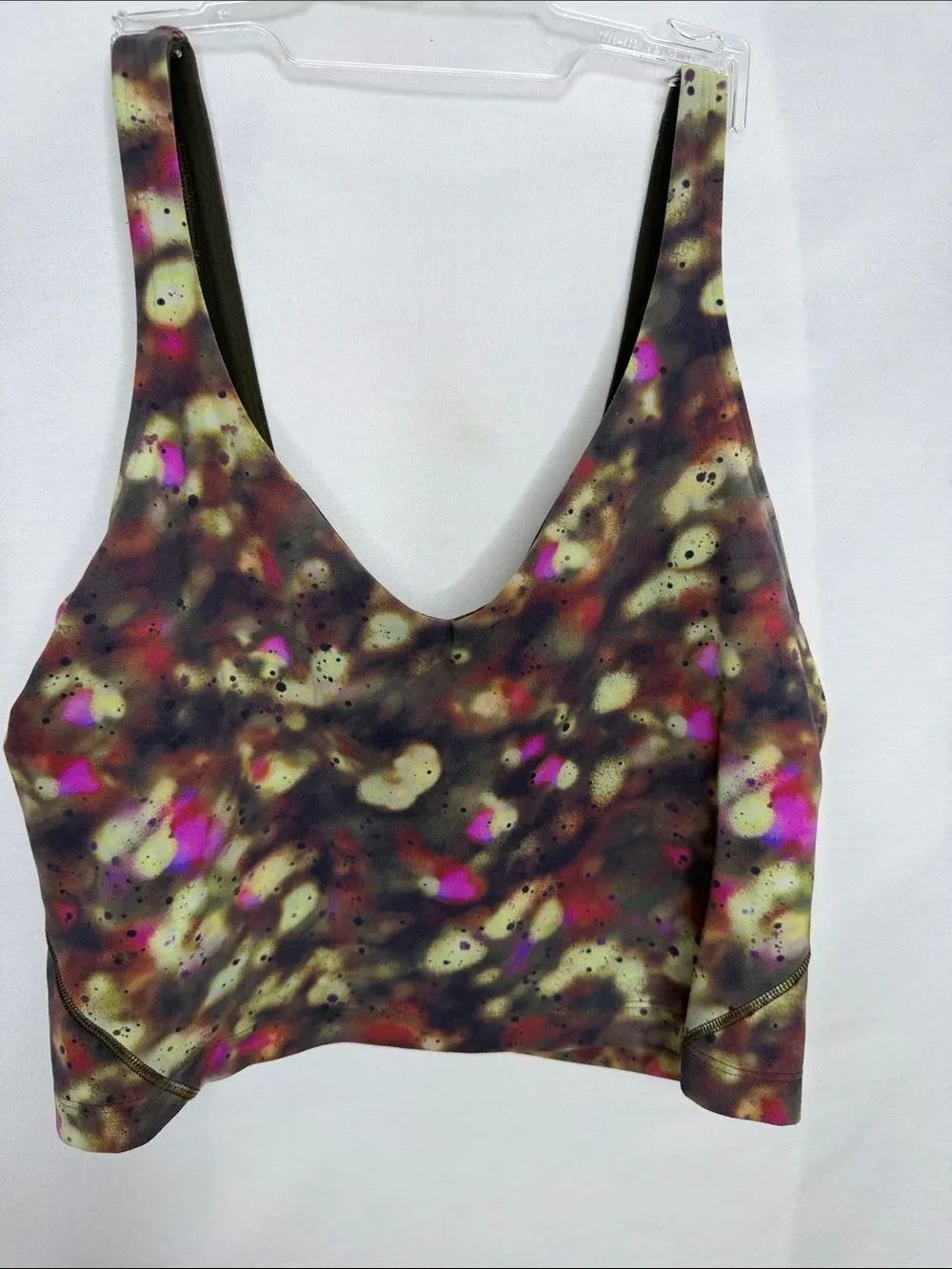 lululemon athletica abstract print crop tank - olive, brown, pink